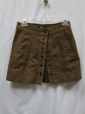 Madewell Chestnut Olive - Brown Mini Skirt with Topstitching